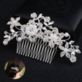 thumbnail image 1 of HLONK Five-petal Flower Crystal Hair Accessory Rhinestone Pearl Bridal Comb Hair Clip, 1 of 8