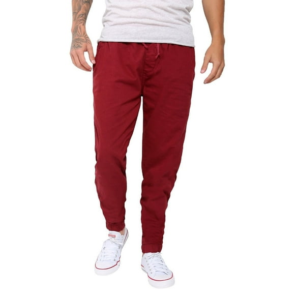 Pantalons de Jogging Décontractés pour Hommes Taille Élastique Cargo en Sergé Chino Vin 36