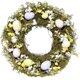 thumbnail image 2 of (Verde) Corona de huevos de Pascua de 15,75 "para Pascua, vacaciones, fiestas, decoración de pared Corona de primavera de ratán con flores mixtas, ramas y huevos rosados., 2 of 5