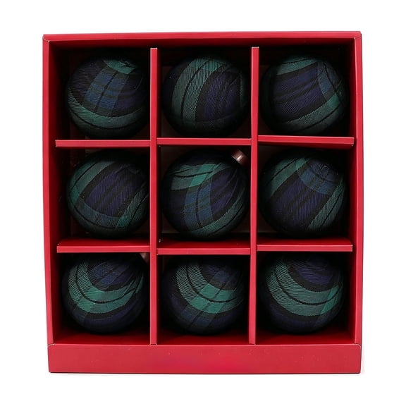Kyusrd 8cm Christmas Balls for Christmas Tree Ornaments,Plaid Plastic Christmas Ball Set,Decorative Ornaments,Decor Set of 9Pcs