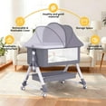 thumbnail image 5 of ManyFun 5 in 1 Wide Baby Bassinet Bedside with Diaper Changer with Height-Adjustable and Wheels,Gray, 5 of 10