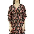 thumbnail image 5 of Bimba Women's Black Floral Printed Beach Long Coverup Maxi Dress Caftan-18, 5 of 5