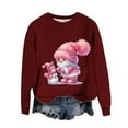 thumbnail image 1 of HOWPAY Chandails de Noël pour Femmes Style Noël Imprimé Blouse Décontractée Col Rond Manches Longues Chandail Confortable Léger Vêtements d'Automne Vin TG, 1 of 4