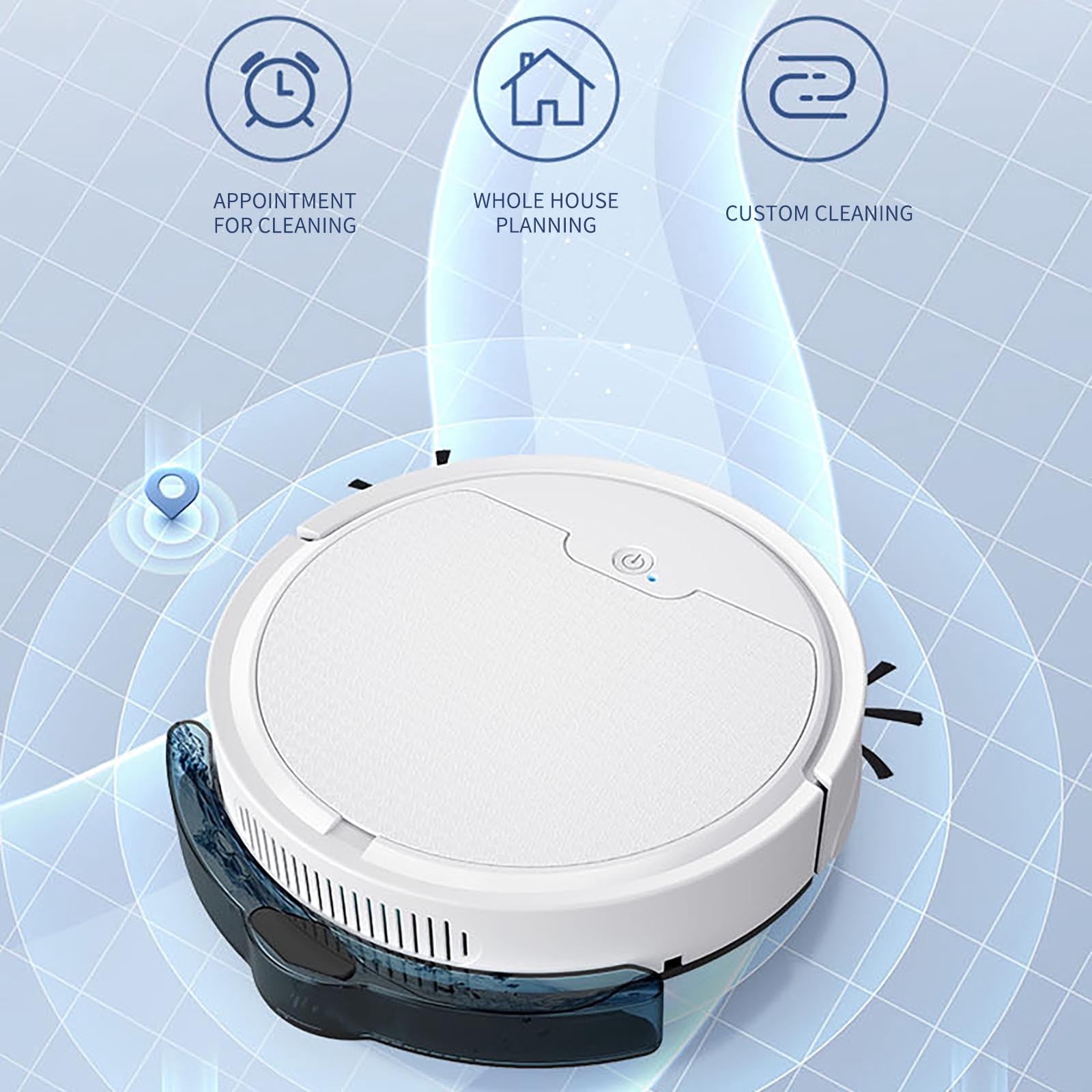 UAEBM Smart Robot Vacuum Cleaner with Large Water Tank, All-in-One Sweeping and Mopping Robot, App Controlled Wet Mopping Robot Cleaner White