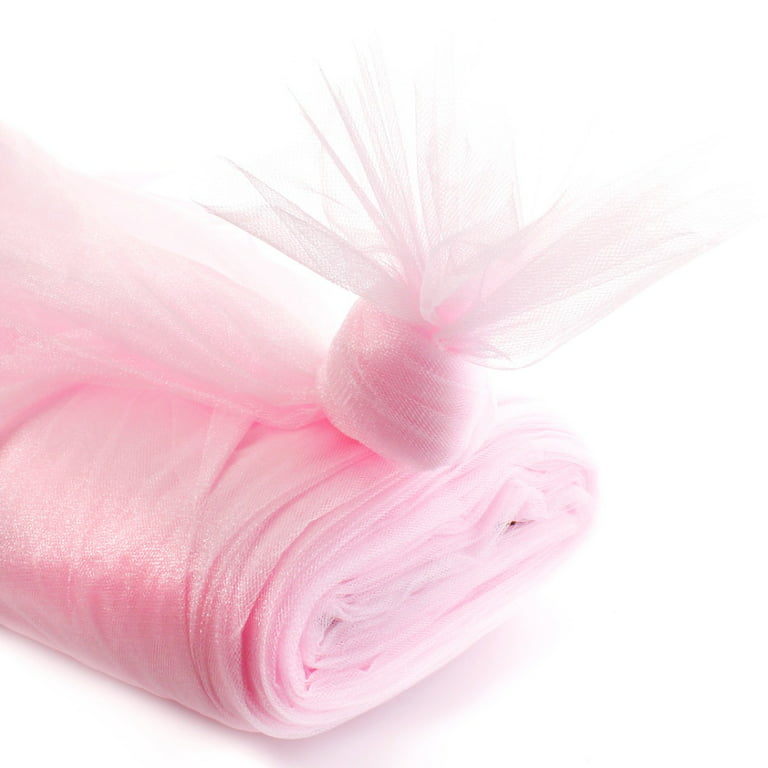 Hairbow Center 54 inch by 25 Yards Shimmer Tulle Fabric Bolt for Crafts, Weddings, Party Decorations, Gifts - Light Pink