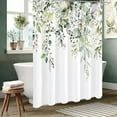 thumbnail image 2 of Sage Green Eucalyptus Shower Curtain, Watercolor Plant Leaves with Floral Bathroom Decor Waterproof Fabric Shower Curtain Set with Hooks 72x72 Inch White, 2 of 6