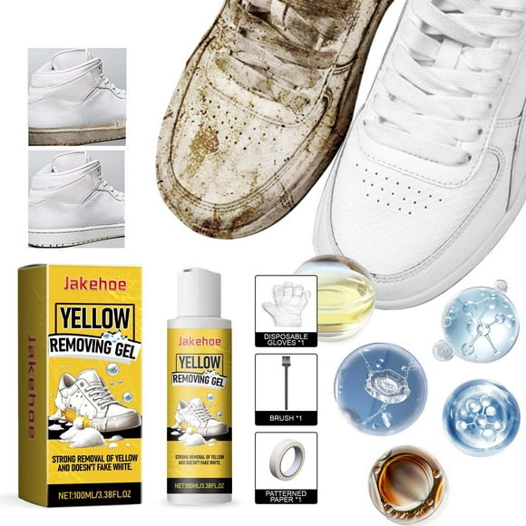 EGNMCR White Shoe Cleaner Powerful Stain Removal White Shoe Yellowing Gel No Wash Multifunctional Yellowing Brightener 100ml White Shoe Gel