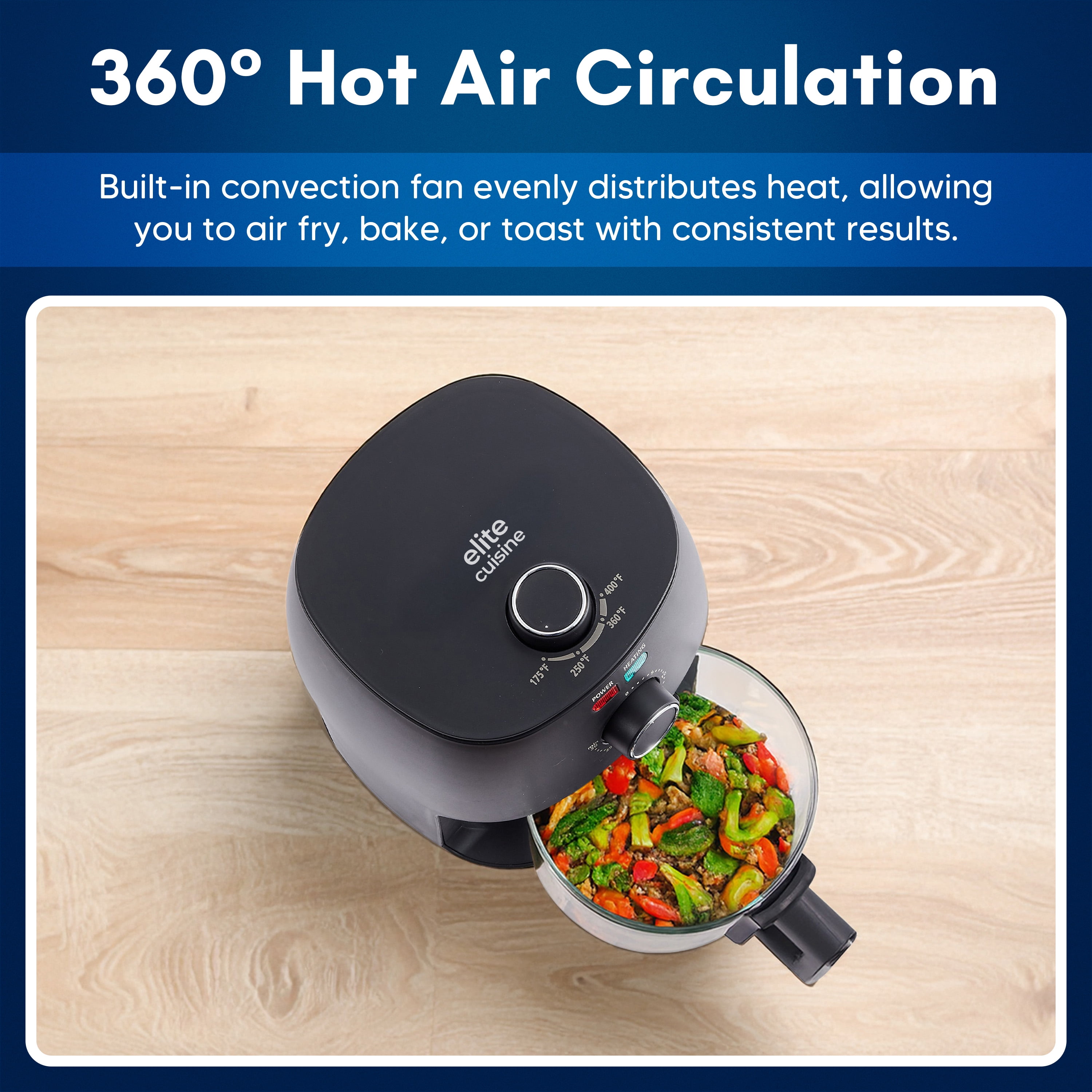 Elite Gourmet EAFL2500 2.3L Glass Air Fryer