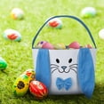 thumbnail image 2 of Blukids Easter Bunny Basket for Kids- Canvas Cotton Carrying Gift and Eggs Hunt Bag, with Long Plush Ear Printed Rabbit Toys Bucket Tote Bags for Girls & Boys(Blue), 2 of 5