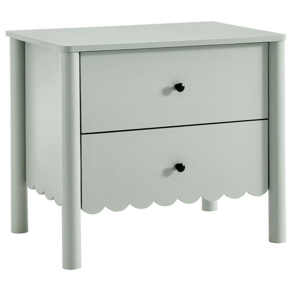 Emmeline Scalloped 2-Drawer Nightstand in Sage
