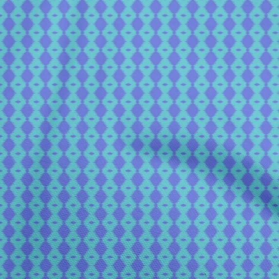 oneOone Cotton Jersey Medium Blue Fabric Asian Ikat Fabric For Sewing Printed Craft Fabric By The Yard 58 Inch Wide
