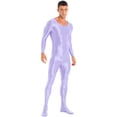 thumbnail image 3 of iEFiEL Mens Shiny Smooth Jumpsuit Long Sleeve Full Body Length Bodysuit for Fitness Workout, 3 of 7