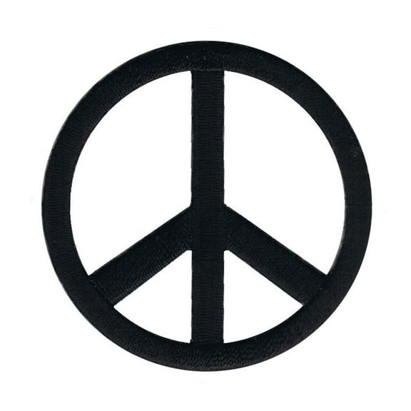 Black Peace Sign Patch Die Cut Hippie Groovy Symbol Craft Iron On Applique