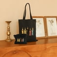 thumbnail image 2 of Leisuo 2 Pcs Canvas Tote Bags Cute Aesthetic Tote Bags with Zipper Candle Candle New Candles Initial Canvas Tote Bag for Women Black, 2 of 8