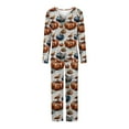 thumbnail image 4 of Pajamas for Women 2 Piece Pant Sets Halloween Pumpkin Print Long Sleeve V Neck Top with Bottoms Pjs Outfits (S, Multicolor), 4 of 4