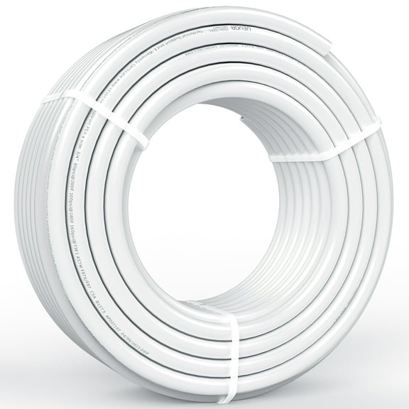 VEVOR PEX Pipe 3/4 Inch, 100 Feet Length PEX-B Flexible Pipe Tubing for Potable Water, Pex Water Lines for Hot/Cold Water & Easily Restore, Plumbing Applications with Free Cutter & Clamps ,White
