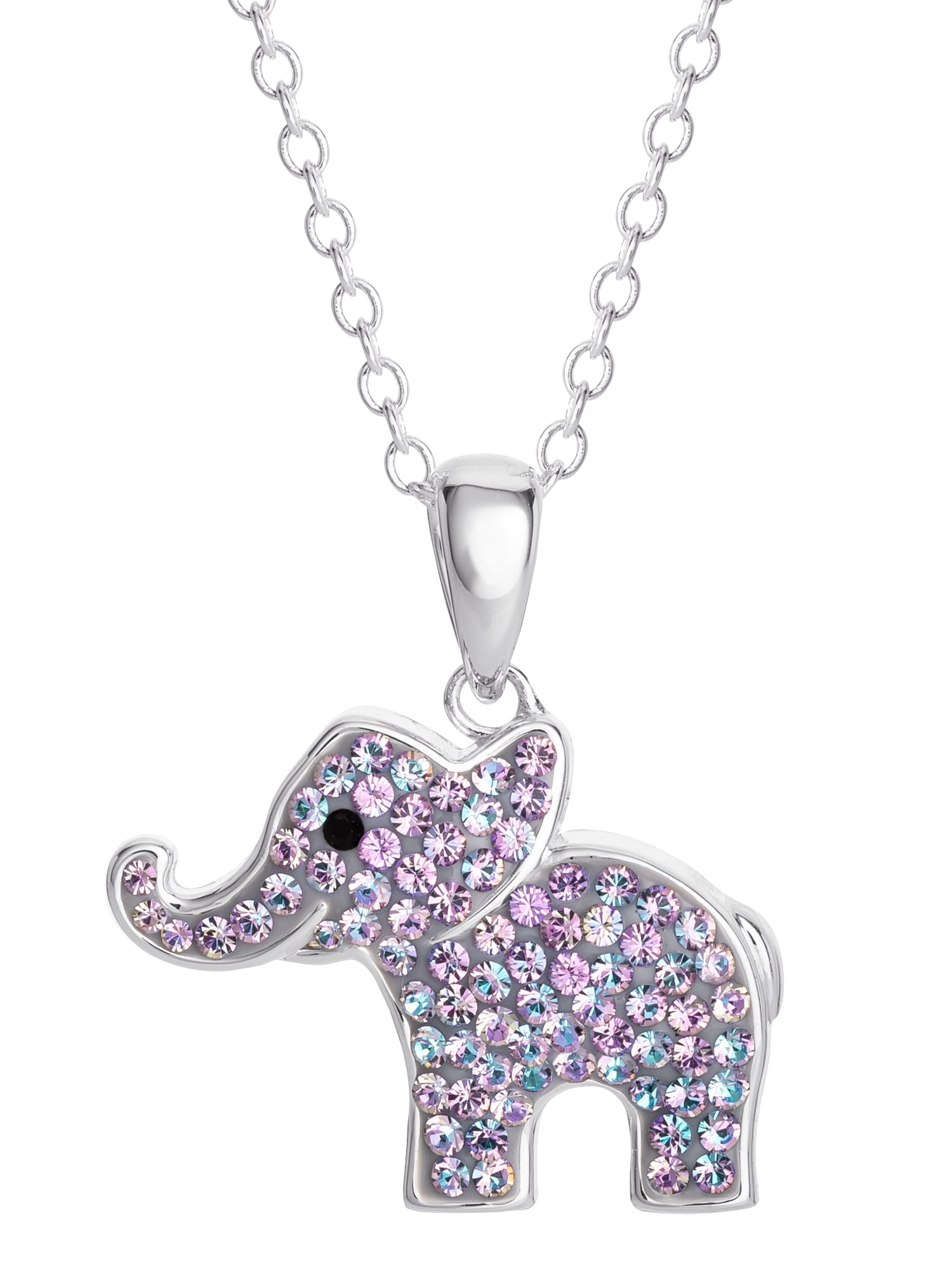 Sterling Silver Crystal Elephant Pendant 18" chain