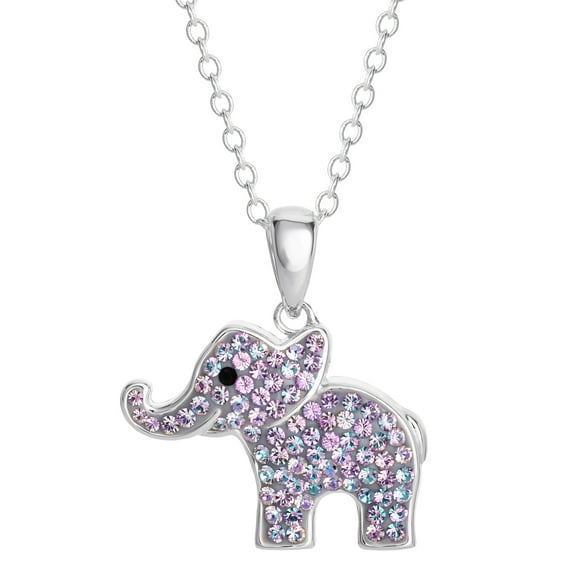 Brilliance Fine Women's Sterling Silver Crystal Elephant Pendant 18" chain