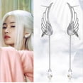 thumbnail image 4 of 1 par de aretes de cristal de ala de ángel plateado JAMW Sencillez, 4 of 5