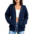 thumbnail image 3 of POROPL Womens Hoodies,Zip Up Hoodie Oversized Casual Long Sleeve Fleece Jacket with Pockets, 3 of 7