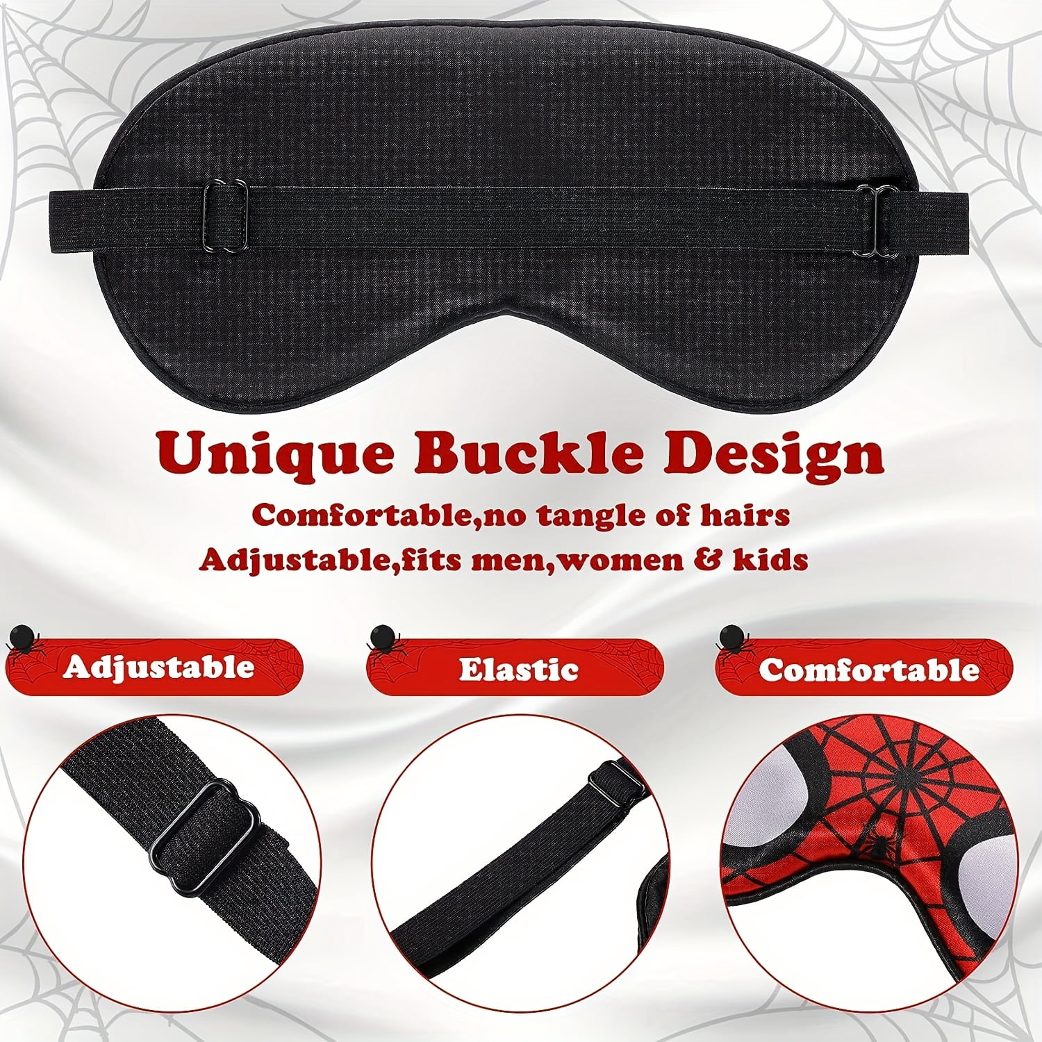 Silk Sleep Mask, Spider Eye Mask with adjustable headband for children, suitable for sleeping, boys, women, men, travel, party supplies Spider eye mask