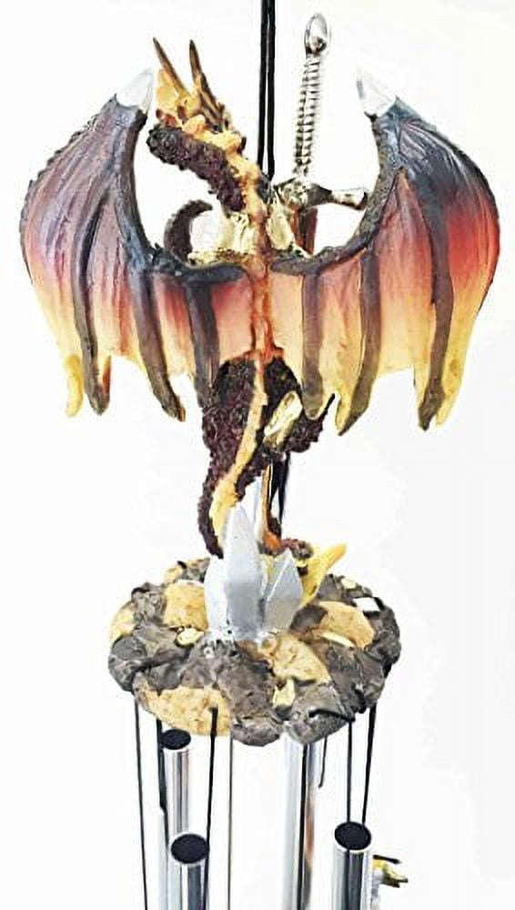Excalibur Sword Fire Night Dragon Resonant Relaxing Wind Chime Garden Patio