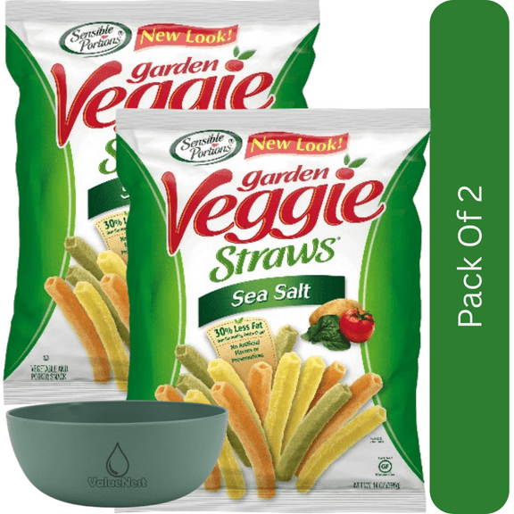 Sensible Portions Veggie Straws Zesty Ranch Flavor, 14 oz Bag With Olive Green Bowl By ValueNest