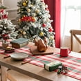thumbnail image 5 of Red Gold Plaid Christmas Table Runner, Winter Holiday Table Runners 108 inches Long, Xmas Decorations Indoor Outdoor Farmhouse Home Kitchen Dining Party Decor, 5 of 7