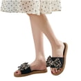 thumbnail image 5 of New Summer Flip-flops Linen Floral Flat Sandals Summer Sandals for Women Black 37, 5 of 8