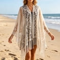 thumbnail image 2 of AHMOMEI Women’s Floral Lace Tassel Shawl Wrap, Sheer Open Front Fringed Cover Up, Lightweight Scarf for Evening Dresses Wedding Bridesmaid Party (Beige), 2 of 6