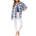 thumbnail image 3 of Txlixc Blusa de mujer, chaqueta de camisa de botón de manga larga con solapa a cuadros, traje de otoño de mujer Txlixc moda, 3 of 7