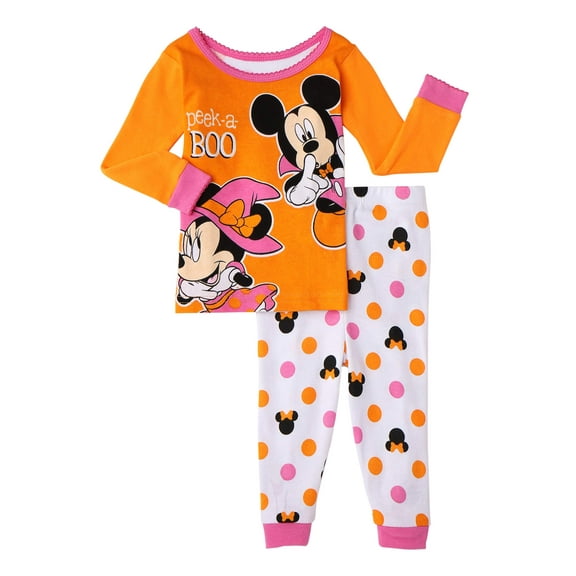 Minnie Mouse Baby Girls' Peek-A-Boo Cotton Snug Fit Pajamas, 2-Piece Set