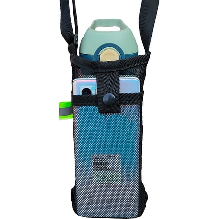 

Water Bottle Carrier with Strap Cross Body Water Bottle Sling Foldable Lightweight Mesh Water Bottle Sleeve Bag for Hiking Cycling Fitness Black