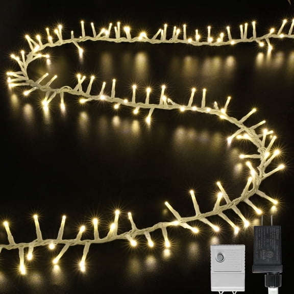LAMPHOME White Wire String Lights, 500 LED Warm White Christmas Lights Plug in, 10 Modes Timer LED Fairy Lights, Waterproof Outdoor Lights for Xmas Tree Party Bedroom Decor
