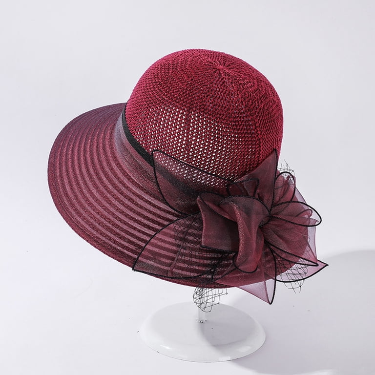 Elegant Burgundy and Pink Women\'s Hat Derby Church Tea Wide Brim s-l1200.jpg main image 2