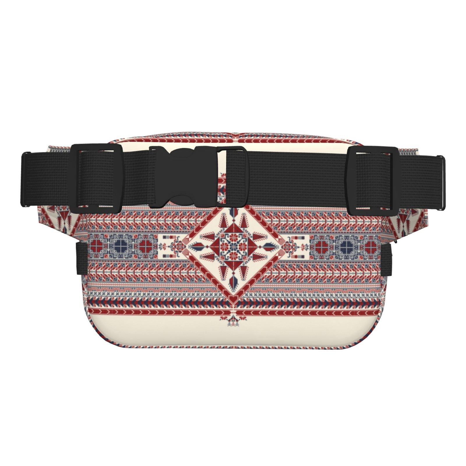 Picia Fashion Tatreez Print Square Double-Layer Waist Bag Mini Adjustable Waist Belt Bag Exercise Running Travel Hiking