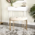 thumbnail image 2 of DecMode Velvet Oval Tufted Bench with Gold Metal Legs, White, 2 of 10