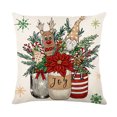 thumbnail image 5 of Queilt 4 Pieces Red Green 45x45cm Merry Christmas Pillowcase, Linen Winter Pillowcase Set, Christmas Pillowcase, Cartoon Snowman Elk Pattern Home Decor, 5 of 5
