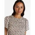 thumbnail image 5 of Time and Tru Women's Smocked Top with Short Puff Sleeves, Sizes XS-XXXL, 5 of 6