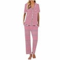 thumbnail image 6 of Tnhcen Women's Summer Plaid Two-piece Pajama Set Sleepwear Loungewear Button-Down Nightwear Homewear Sets S-2XL, 6 of 6