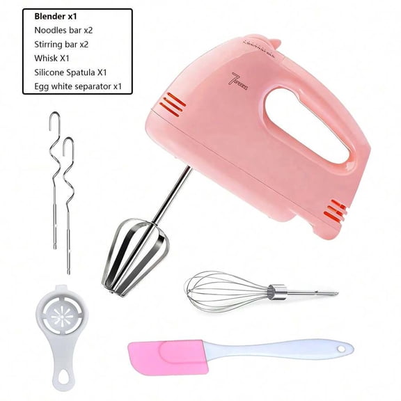Powerful 7-Speed Electric Hand Mixer, Portable Kitchen Handheld Mixer with 5 Stainless Steel Attachments for Baking, Whipping, Dough, and Cakes, 1 Pack
