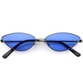 thumbnail image 1 of Retro Small Metal Cat Eye Sunglasses For Women Color Tinted Lens 55mm (Silver / Blue), 1 of 4