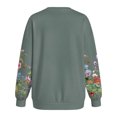 thumbnail image 4 of larppty Women Crewneck Flower Print Long Sleeve Sweatshirts Floral Graphic Tops Casual Loose Fit Pullover Shirts (Light Green, L), 4 of 9