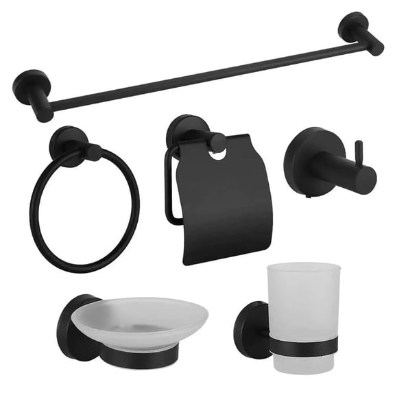 5-Piece Brushed Gold Bathroom Hardware Set – SUS304 Stainless Steel Towel Bar, Ring, Toilet Paper Holder & Robe Hooks