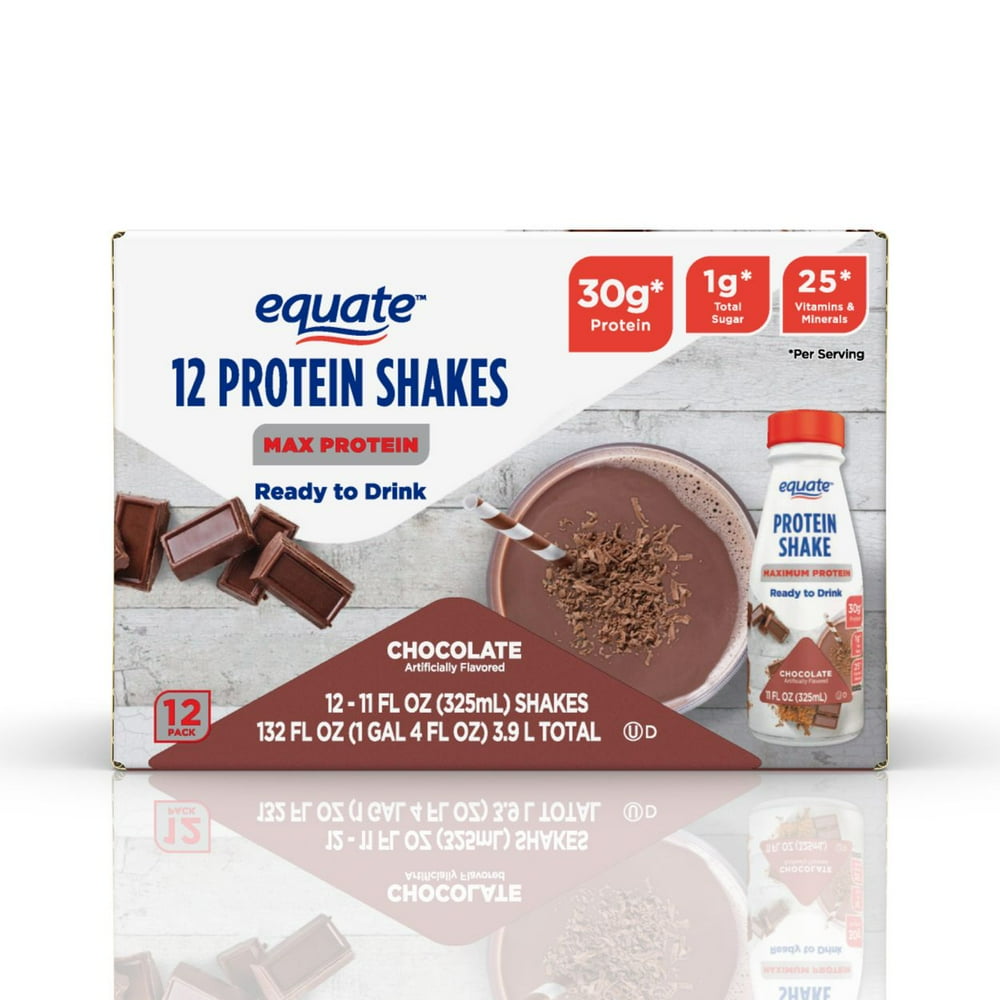 Equate Max Protein Shakes, Chocolate, 30g Protein, 12 Count Walmart