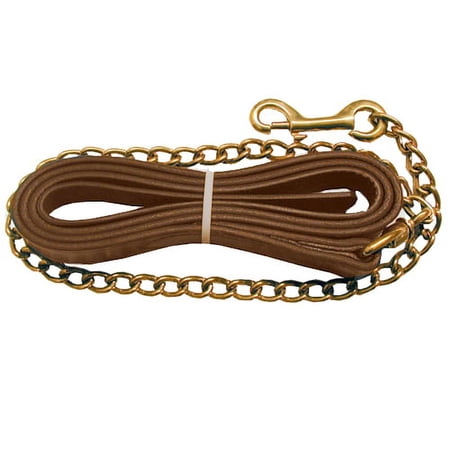 Intrepid International 1 x 8-1/2 Leather Lead with 30 Chain (Brown Brass Plated)