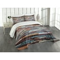 thumbnail image 3 of Ambesonne Retro Quilted Bedspread Set 3 Pcs, Abstract Colored Stones, King Size, Mauve Teal Ivory, 3 of 5