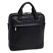 McKlein BRIDGEPORT, Large Laptop Briefcase, Pebble Grain Calfskin Leather, Black (15475)