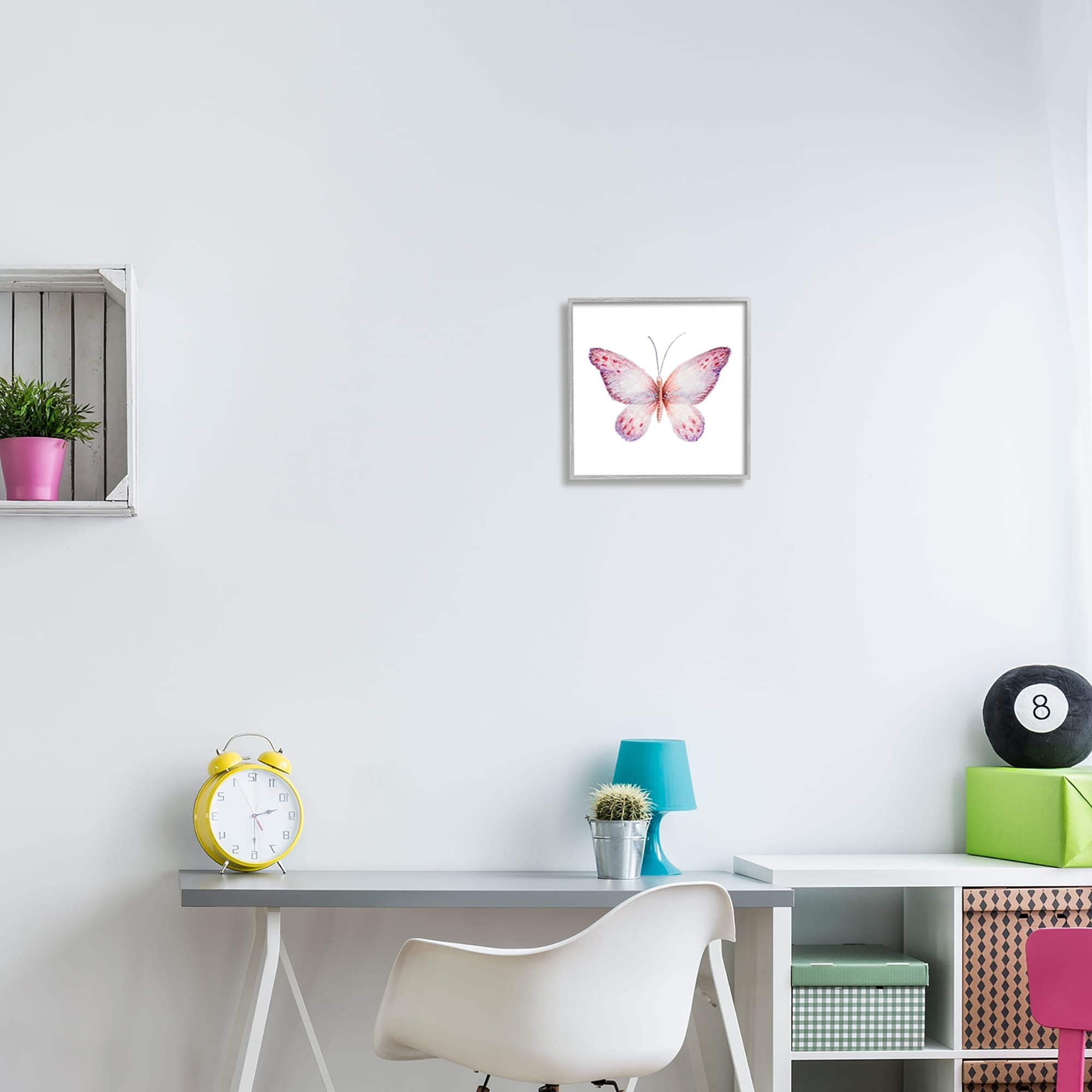Stupell Industries Delicate Butterfly Red Spotted Wings Insect Illustration Painting Gray Framed Art Print Wall Art, Design by Janice Gaynor