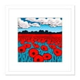 thumbnail image 1 of Red Poppy Flowers In A Field Of Cerulean Blue Painting Square Wooden Framed Wall Art Print Picture 8X8 Inch, 1 of 4